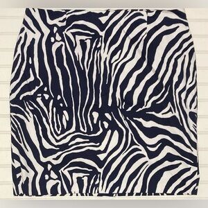 Jones Wear Women’s Skirt‎ Size 18 Stretch Zebra Print Blue White Zip Up Cotton